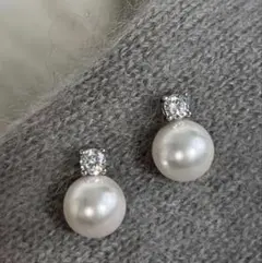 上品 パール風 ビジュー ピアス 10mm シルバー×ホワイト 大粒 結婚式 白