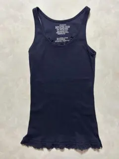 JEANASIS ネイビー レース裾 タンクトップ