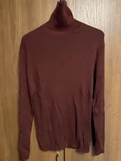 無印良品 紳士 洗えるウールリブタートルネックセーター ボルドー