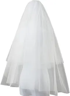 【美品】ウェディングベール 2層 ホワイト コーム付 スイスネット 挙式 披露宴