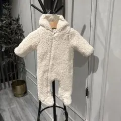 ZARA アイボリー フリースアウターロンパース 3ヶ月