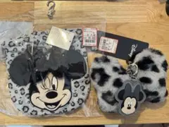 新品未使用タグ付き　アベイル　ミニー　豹柄　ミラー　巾着
