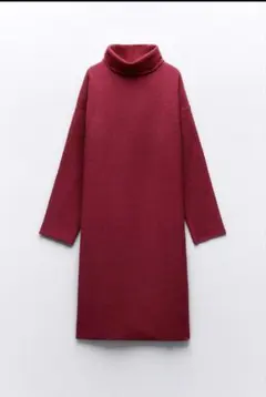 ZARA タートルネック ニットワンピース ピンク