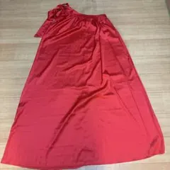 レッドショルダーリボンロングドレス