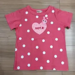 ミキハウス100cm うさぎハート 水玉模様 ピンクTシャツ