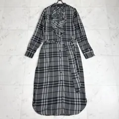 美品 ハイク チェック ドレス ボウタイ ワンピース キュプラ 黒 1