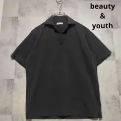 BEAUTY&YOUTH ポロシャツ スキッパーネック ブラックのサムネイル