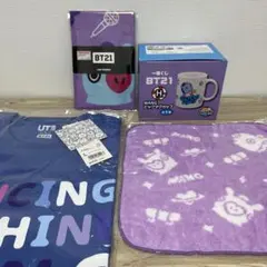 BTS BT21 MANG Tシャツ 手ぬぐい ハンカチ マグカップ 4点セット