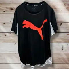 PUMA 黒/オレンジ ロゴ Tシャツ サイズ160cm サッカー スポーツ