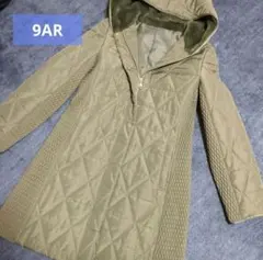オリーブ色 キルティングロングコート 9号