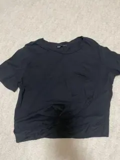 ZARA 前絞りミニ丈Tシャツ 블랙