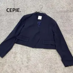 【CEPIE.】パワーショルダージャケット ネイビー ノーカラー