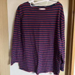 SEVEDAYS SUNDAY七分袖Tシャツ L ネイビー・レッドストライプ