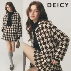 DEICY デイシー ハウンドトゥースショートコート 千鳥格子柄コートのサムネイル