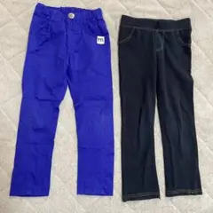 紫色パンツと黒色レギンスセット