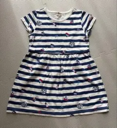 ミキハウス　ホットビスケッツ　ストライプ 半袖ワンピース（海洋テーマ）100※