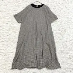 Naflat 半袖ロングワンピース M チェック柄 体型カバー 春夏