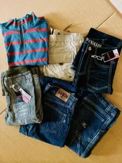 【まとめ売】Gap、EDWIN 140~160パンツ＆LLビーン長袖の6点セット