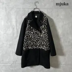mjuka 異素材 ボア ウール レオパード ライダース コート N149のサムネイル