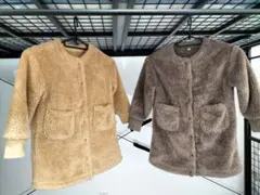 無印良品　キッズ　ボアフリース　ロングジャケット　グレー　　ノーカラー　100