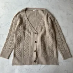 パターンフィオナ 長袖 ニット カーディガン ケーブル編み ベージュ 春コーデ