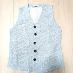 グローバルワークグレー ニット風 ベスト ボタン付きL2164番