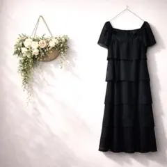 UNTITLED ティアードドレス M 黒 結婚式 パーティーのサムネイル