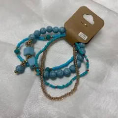 アクセサリー追加購入100円引き ターコイズ風ブレスレット 4本セット I