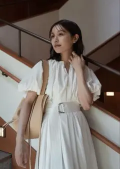 L'AUBE BLANC Ballon Sleeve Volume Dress - メルカリ