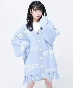 TRAVAS 水色 ロゴ入り ニットセーターのサムネイル