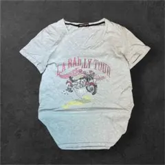 y2k vintage グレー 短丈Tシャツ バイカー半袖 アメカジヴィンテージ