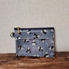 デニムリメイクポ☆カードポケット付きマルチポーチ☆コインケース☆牛