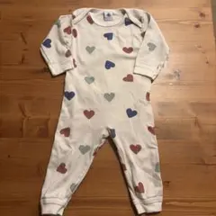 プチバトー　ハート柄ロンパース 12M