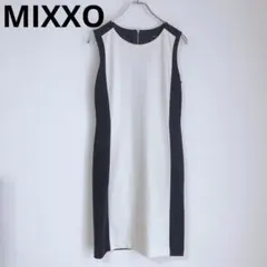 MIXXO ノースリーブワンピース　ひざ丈　バイカラー　ブラック　M　미쏘　韓国