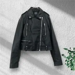 美品 ザラ ZARA ライダース ジャケット フェイクレザー 【XS】 黒