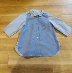 Shirt TAILORS 青ストライプ 長袖シャツ 100cm