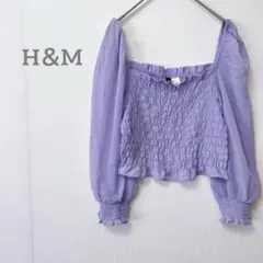 【H&M DIVIDED】長袖 ブラウス パープル XS オフショルダーのサムネイル