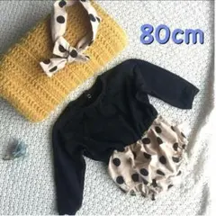 韓国ベビー服　ドット柄ロンパース　ヘアバンド付き　80①