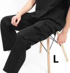 ズボン メンズ カーゴパンツ ゆったり ストレッチ ロングパンツ アウトドア 黒