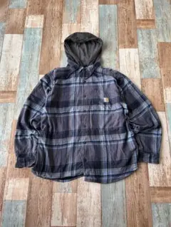 00s Carhartt シャツジャケット パーカー チェック XL 古着