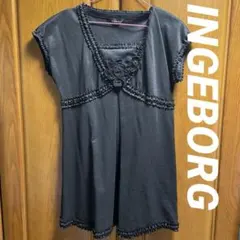 INGEBORG 黒 フリルチュニック 半袖　サイズ3のサムネイル