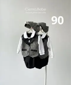 2点セット　千鳥格子ロンパース　おめかし　セレモニーロンパース　男の子お誕生日