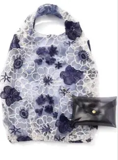 [Francfranc]チュールレース　折りたたみ エコバッグ 収納ポーチ付き