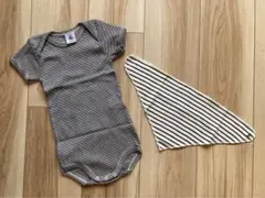PETIT BATEAU ストライプロンパースとスタイ　12m