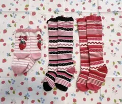 シャーリーテンプル　16〜18㎝　キッズ靴下 いちご　3足セット