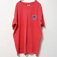 赤　くすみピンク ロゴ入り アウトドア　半袖 Tシャツ　コットン100% メンズ