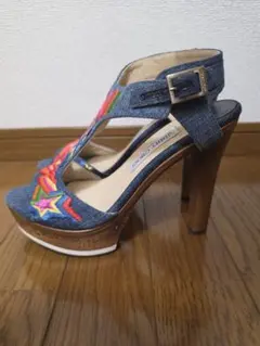 jimmy choo ジミーチュウ オープントゥ サンダル デニム 38のサムネイル