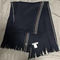 LACOSTE ネイビー ストライプ マフラー