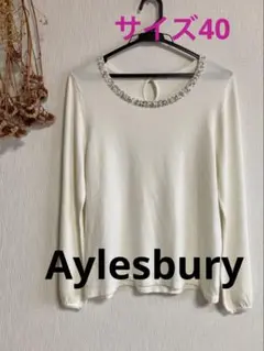 ◆Aylesbury◆洗える ビジュー ニット ホワイト サイズ40のサムネイル
