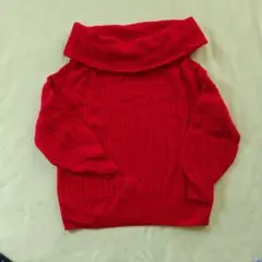 H&M オフショルダーリブ編みセーター S レッド